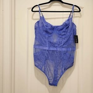 NWT INC Lace Cutout Lingerie Bodysuit lilac sz XXL